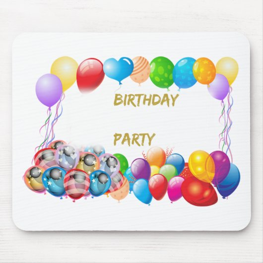 Pink Happy Birthday Balloons Mousepad (Vorne)