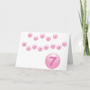 Pink Happy Birthday Balls Age 7 Karte