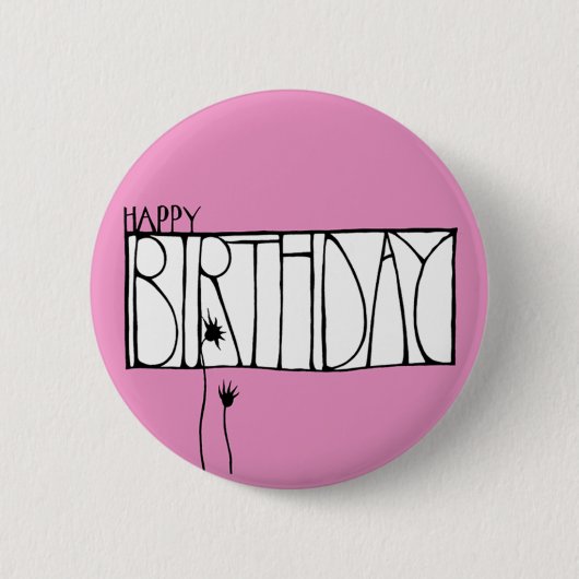 Pink Happy Birthday Button (Vorderseite)