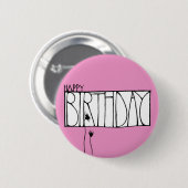Pink Happy Birthday Button (Vorne & Hinten)