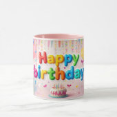 Pink Happy Birthday Cake  Tasse (Zentrum)