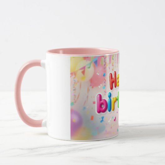 Pink Happy Birthday Cake  Tasse (Links)