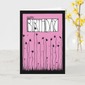 Pink Happy Birthday Card Karte (Gelbe Blume)