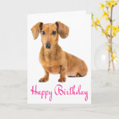Pink Happy Birthday Dackel Puppy Dodge Card Karte (Gelbe Blume)