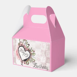 Pink Happy Birthday Favor Box Blumenherz Design Geschenkschachtel