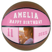 Pink Happy Birthday Girl Foto Basketball (Vorderseite)