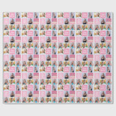 Pink Happy Birthday Girl Foto Collage Niedlich Tee Geschenkpapier (Flach)