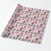 Pink Happy Birthday Girl Foto Collage Niedlich Tee Geschenkpapier (Ungerollt)