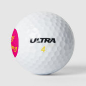 Pink Happy Birthday Golfer Golfball (Logo)