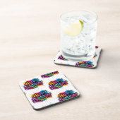 Pink Happy Birthday Graffiti Plastic Coaster Getränkeuntersetzer (Rechte Seite)