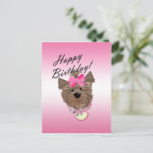 Pink Happy Birthday Hund Postcard Postkarte (Stehend Vorderseite)