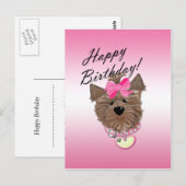 Pink Happy Birthday Hund Postcard Postkarte (Vorne/Hinten)