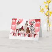 Pink Happy Birthday Hunde Trendy Karte (Gelbe Blume)
