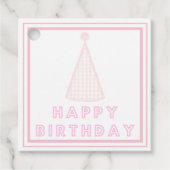 Pink Happy Birthday Hut-Tags Geschenkanhänger (Vorderseite)