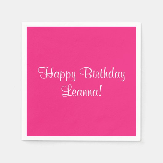 Pink Happy Birthday (Name) Leanna Serviette (Vorderseite)
