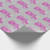 Pink Happy Birthday on Gray Geschenkpapier (Ecke)