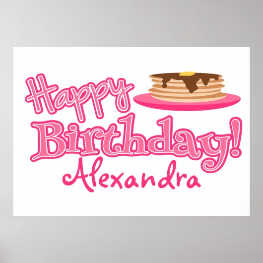 Pink Happy Birthday Pancakes Poster (Vorne)