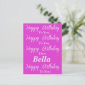 Pink Happy Birthday Postcard Postkarte (Stehend Vorderseite)