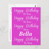 Pink Happy Birthday Postcard Postkarte (Vorne/Hinten)
