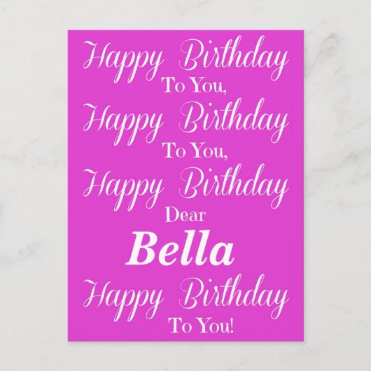 Pink Happy Birthday Postcard Postkarte (Vorderseite)