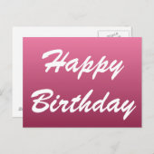 Pink Happy Birthday Postcard Postkarte (Vorne/Hinten)