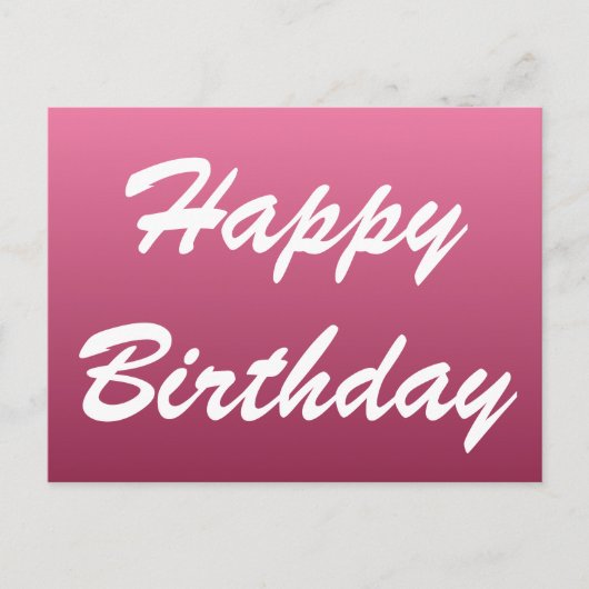 Pink Happy Birthday Postcard Postkarte (Vorderseite)