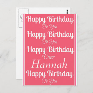 Pink Happy Birthday Song Postcard Postkarte