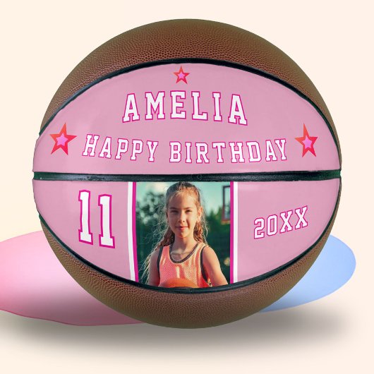 Pink Happy Birthday Stars Player Foto Basketball
