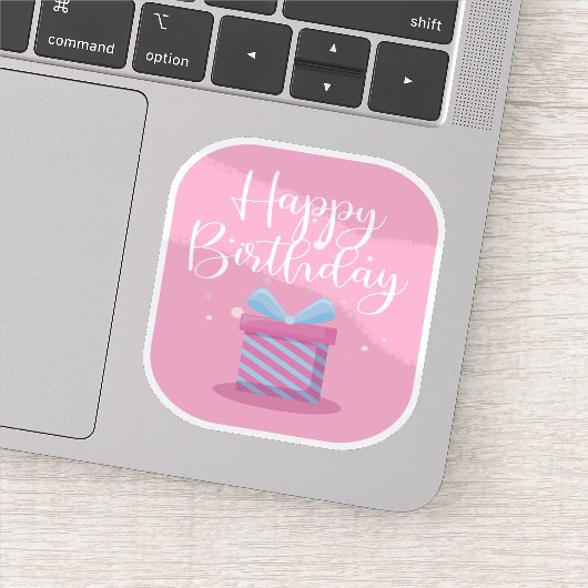 Pink Happy Birthday Sticker (Detail)