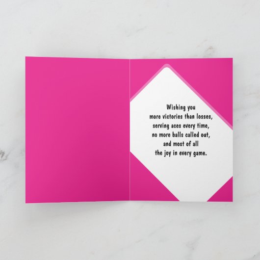 Pink 💗 Happy Birthday 🎾 Tennis Card Karte (Innenseite)