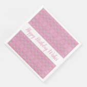 Pink Happy Birthday Wish Paper Dinner Napkins Serviette (Ecke)