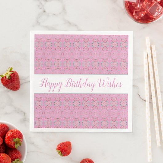 Pink Happy Birthday Wish Paper Dinner Napkins Serviette (Beispiel)