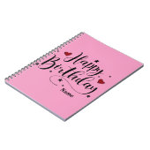 Pink Happy Birthday Zitat Notizblock (Linke Seite)