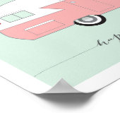 Pink Happy Camper Art Print 8 x 10 Poster (Ecke)