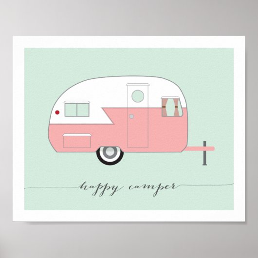 Pink Happy Camper Art Print 8 x 10 Poster (Vorne)