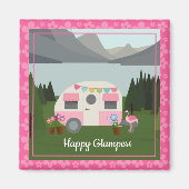 Pink Happy Camper Glampers Magnet (Vorne)