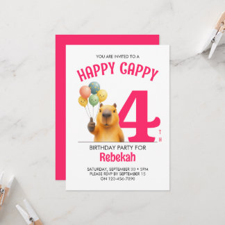Pink HAPPY CAPPY Benutzerdefinierte Capybara 4. Ge Einladung