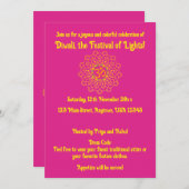 Pink Happy Diwali - Feier Einladung (Vorne/Hinten)