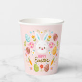 Pink Happy Easter Bunny Floral  Pappbecher (Rückseite)