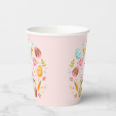 Pink Happy Easter Bunny Floral  Pappbecher (Links)