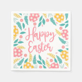 Pink Happy Easter Foliage Serviette (Vorderseite)