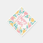 Pink Happy Easter Foliage Serviette (Ecke)