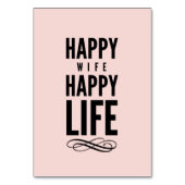 Pink Happy Ehefrau Funny Wise Worte Tischnummer (Vorderseite)