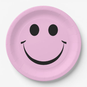 Pink Happy Face Birthday Niedlich Paper Teller