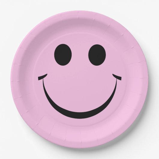 Pink Happy Face Birthday Niedlich Paper Teller (Vorderseite)