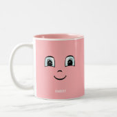 Pink Happy Face mit Personalisiertem Text und Mono Zweifarbige Tasse (Links)