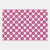 Pink Happy Face Stripes und Polka Dot Geschenkpapier Set (Vorderseite)