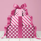 Pink Happy Face Stripes und Polka Dot Geschenkpapier Set