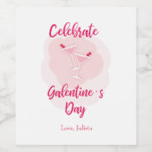 Pink Happy Galentine´s for Day Best Friend Weinetikett (Einzelnes Label)