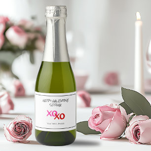 Pink Happy Galentine XOXO Hugs und Kisses Red Schaumweinetikett